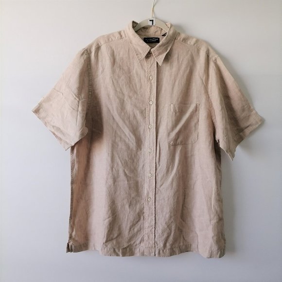 Roundtree & York Mens Beige Short Sleeve Button Up Shirt Size XL - Picture 1 of 6